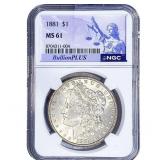 1881 Morgan Silver Dollar NGC MS61