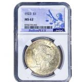 1923 Silver Peace Dollar NGC MS62