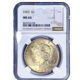 1923 Silver Peace Dollar NGC MS64