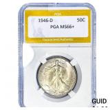 1946-D Walking Liberty Half Dollar PGA MS66+