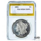 1881 Morgan Silver Dollar PGA MS64 DMPL