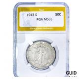 1943-S Walking Liberty Half Dollar PGA MS65