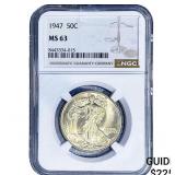 1947 Walking Liberty Half Dollar NGC MS63