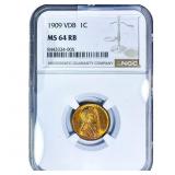 1909 VDB Wheat Cent NGC MS64 RB