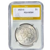 1923-S Silver Peace Dollar PGA MS64