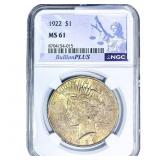 1922 Silver Peace Dollar NGC MS61