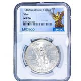 1985Mo Mexico Silver 1 Onza NGC MS66