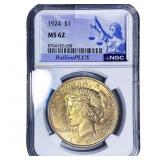 1924 Silver Peace Dollar NGC MS62