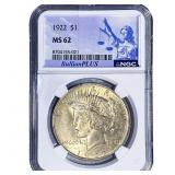 1922 Silver Peace Dollar NGC MS62