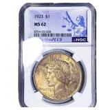 1923 Silver Peace Dollar NGC MS62