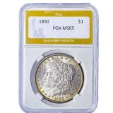1890 Morgan Silver Dollar PGA MS65