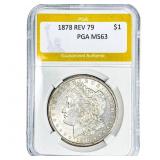1878 Rev 79 Morgan Silver Dollar PGA MS63