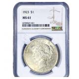 1923 Silver Peace Dollar NGC MS61