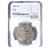 1893 Morgan Silver Dollar NGC F12