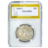 1943-S Walking Liberty Half Dollar PGA MS64