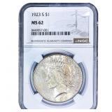 1923-S Silver Peace Dollar NGC MS62
