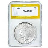 1921 Silver Peace Dollar PGA MS65