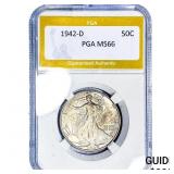 1942-D Walking Liberty Half Dollar PGA MS66