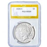 1926-S Silver Peace Dollar PGA MS64