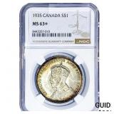 1935 $1 Sliver Canada NGC MS63+