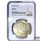 1923-S Silver Peace Dollar NGC MS62