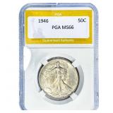 1946 Walking Liberty Half Dollar PGA MS66