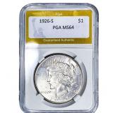 1926-S Silver Peace Dollar PGA MS64