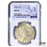 1923 Silver Peace Dollar NGC MS62