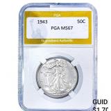 1943 Walking Liberty Half Dollar PGA MS67