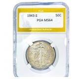 1943-S Walking Liberty Half Dollar PGA MS64