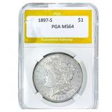 1897-S Morgan Silver Dollar PGA MS64