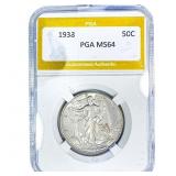 1938 Walking Liberty Half Dollar PGA MS64
