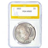 1922 Silver Peace Dollar PGA MS65