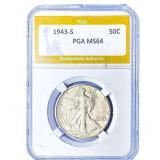 1943-S Walking Liberty Half Dollar PGA MS64