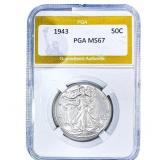 1943 Walking Liberty Half Dollar PGA MS67
