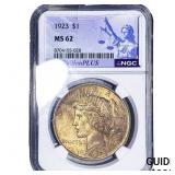 1923 Silver Peace Dollar NGC MS62
