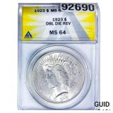 1923 Silver Peace Dollar ANACS MS64 DDR