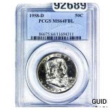 1958-D Franklin Half Dollar PCGS MS64 FBL