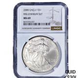 2000 Silver Eagle NGC MS69 Millennium Set