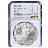 2000 Silver Eagle NGC MS69 Millennium Set