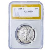 1936-S Walking Liberty Half Dollar PGA MS64
