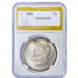1885 Morgan Silver Dollar PGA MS65