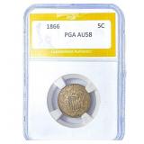 1866 Shield Nickel PGA AU58