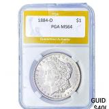 1884-O Morgan Silver Dollar PGA MS64