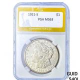 1921-S Morgan Silver Dollar PGA MS63