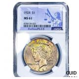 1924 Silver Peace Dollar NGC MS61