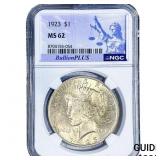 1923 Silver Peace Dollar NGC MS62