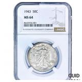 1943 Walking Liberty Half Dollar NGC MS64