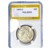 1942-D Walking Liberty Half Dollar PGA MS65