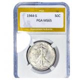 1944-S Walking Liberty Half Dollar PGA MS65